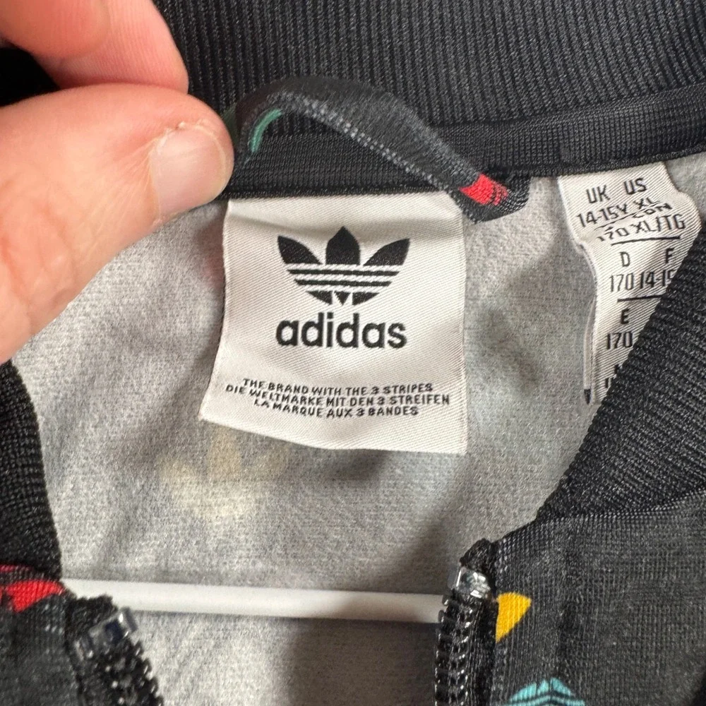Adidas Originals Multi Color Trefoil Logo Track Jacket Black FM4892 Kids XL